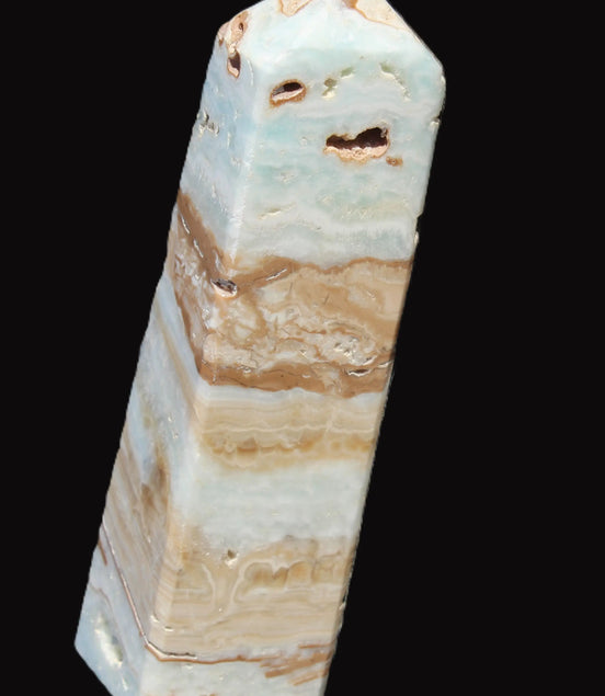 Caribbean aqua blue Calcite obelisk 381g Rocks and Things
