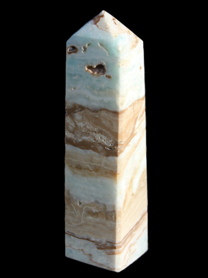 Caribbean aqua blue Calcite obelisk 381g Rocks and Things