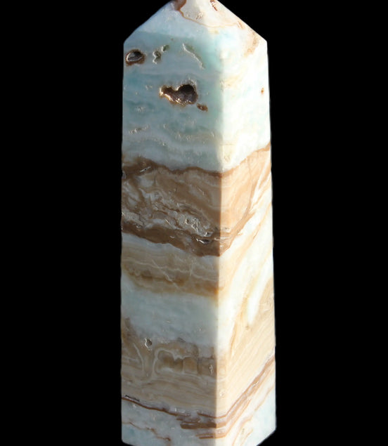 Caribbean aqua blue Calcite obelisk 381g Rocks and Things