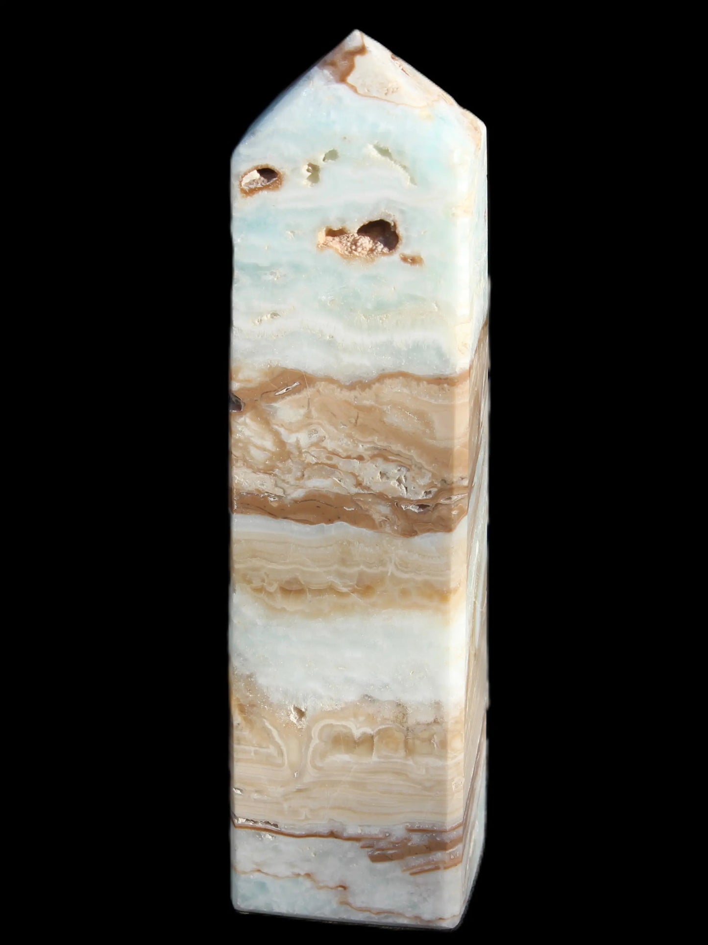 Caribbean aqua blue Calcite obelisk 381g Rocks and Things