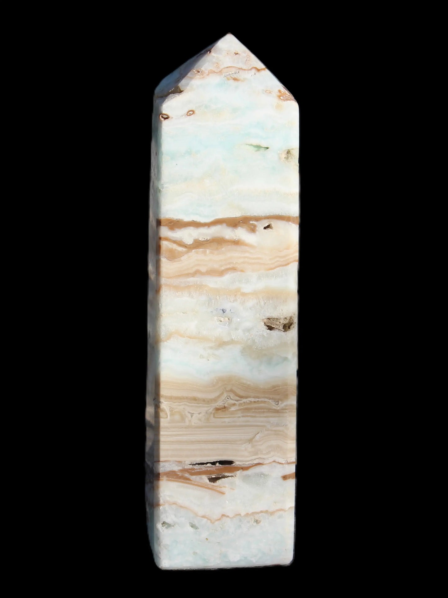 Caribbean aqua blue Calcite obelisk 381g Rocks and Things