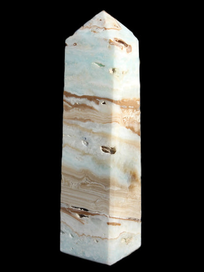 Caribbean aqua blue Calcite obelisk 381g Rocks and Things