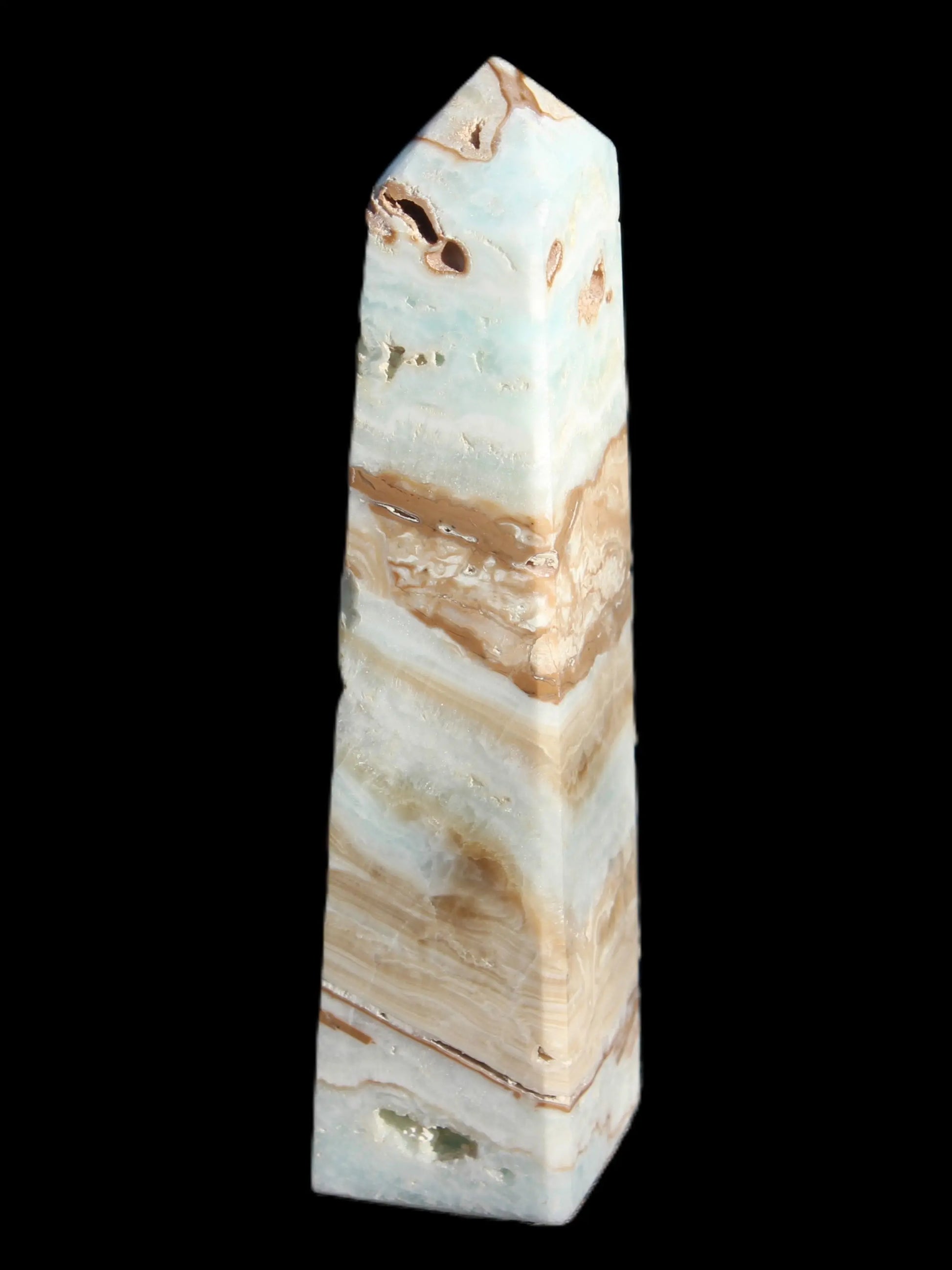 Caribbean aqua blue Calcite obelisk 381g Rocks and Things