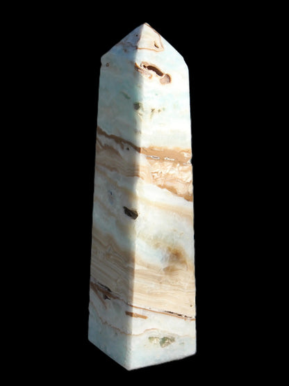 Caribbean aqua blue Calcite obelisk 381g Rocks and Things