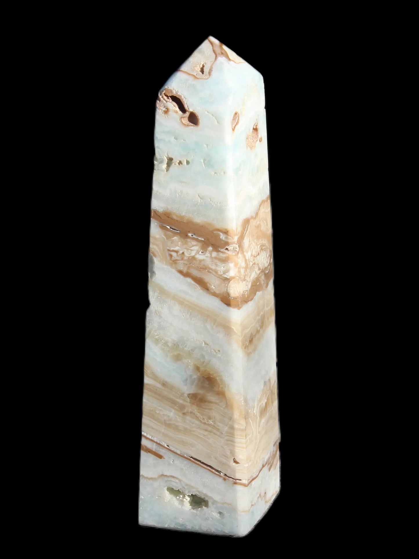 Caribbean aqua blue Calcite obelisk 381g Rocks and Things