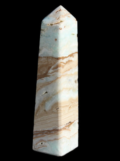 Caribbean aqua blue Calcite obelisk 381g Rocks and Things