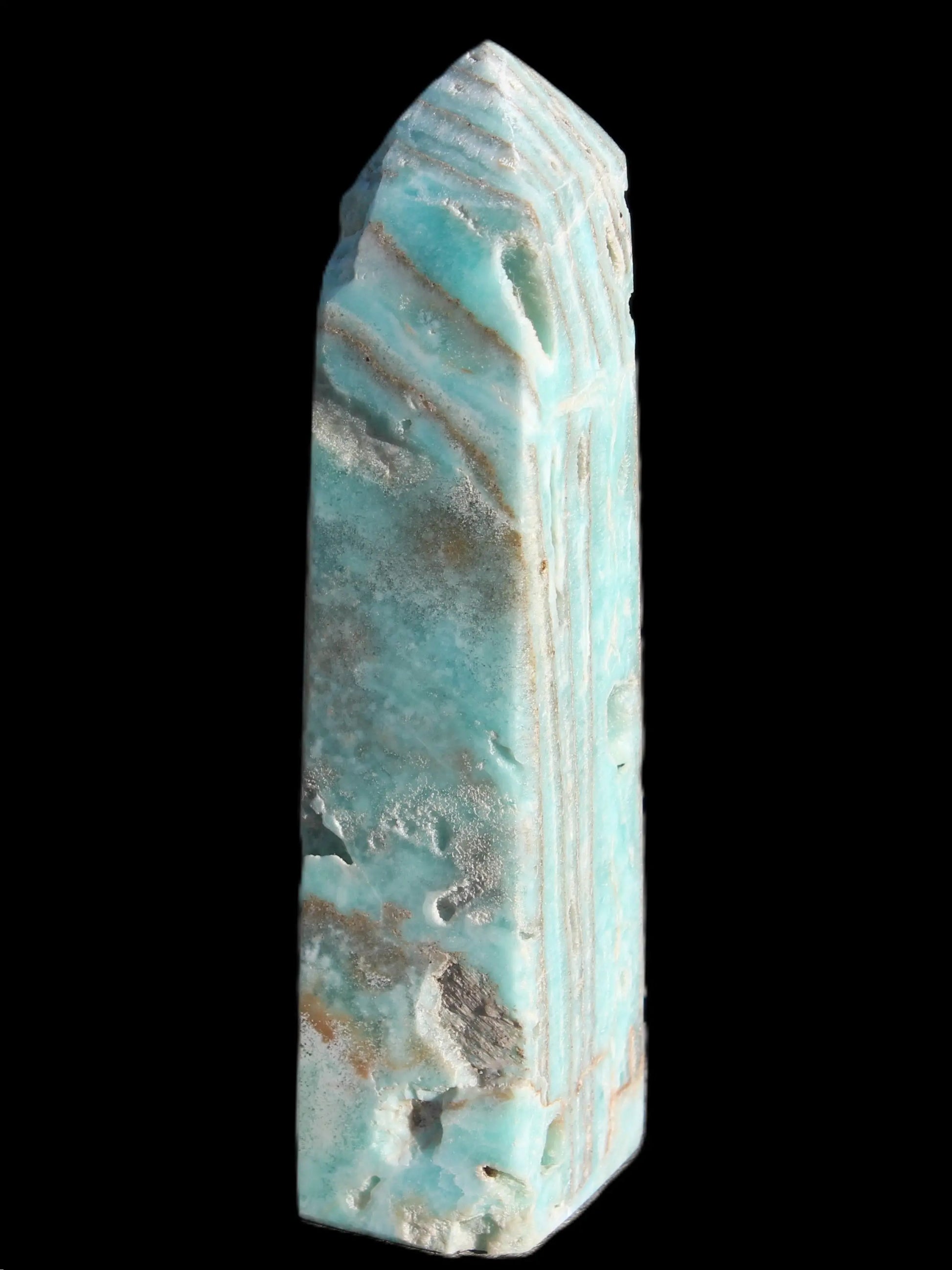 Caribbean aqua blue Calcite obelisk 539g Rocks and Things