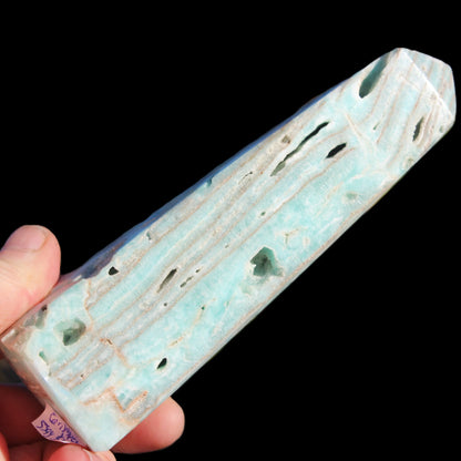 Caribbean aqua blue Calcite obelisk 539g Rocks and Things