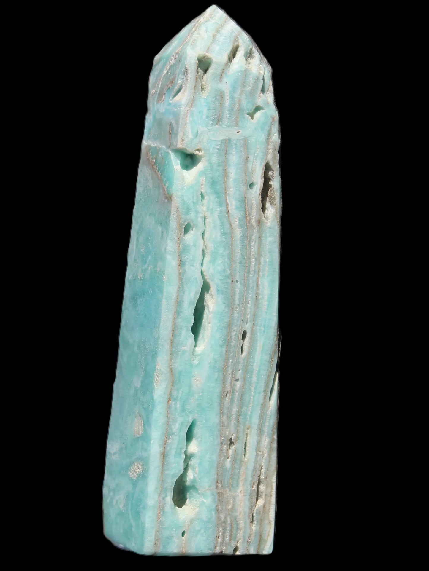 Caribbean aqua blue Calcite obelisk 539g Rocks and Things