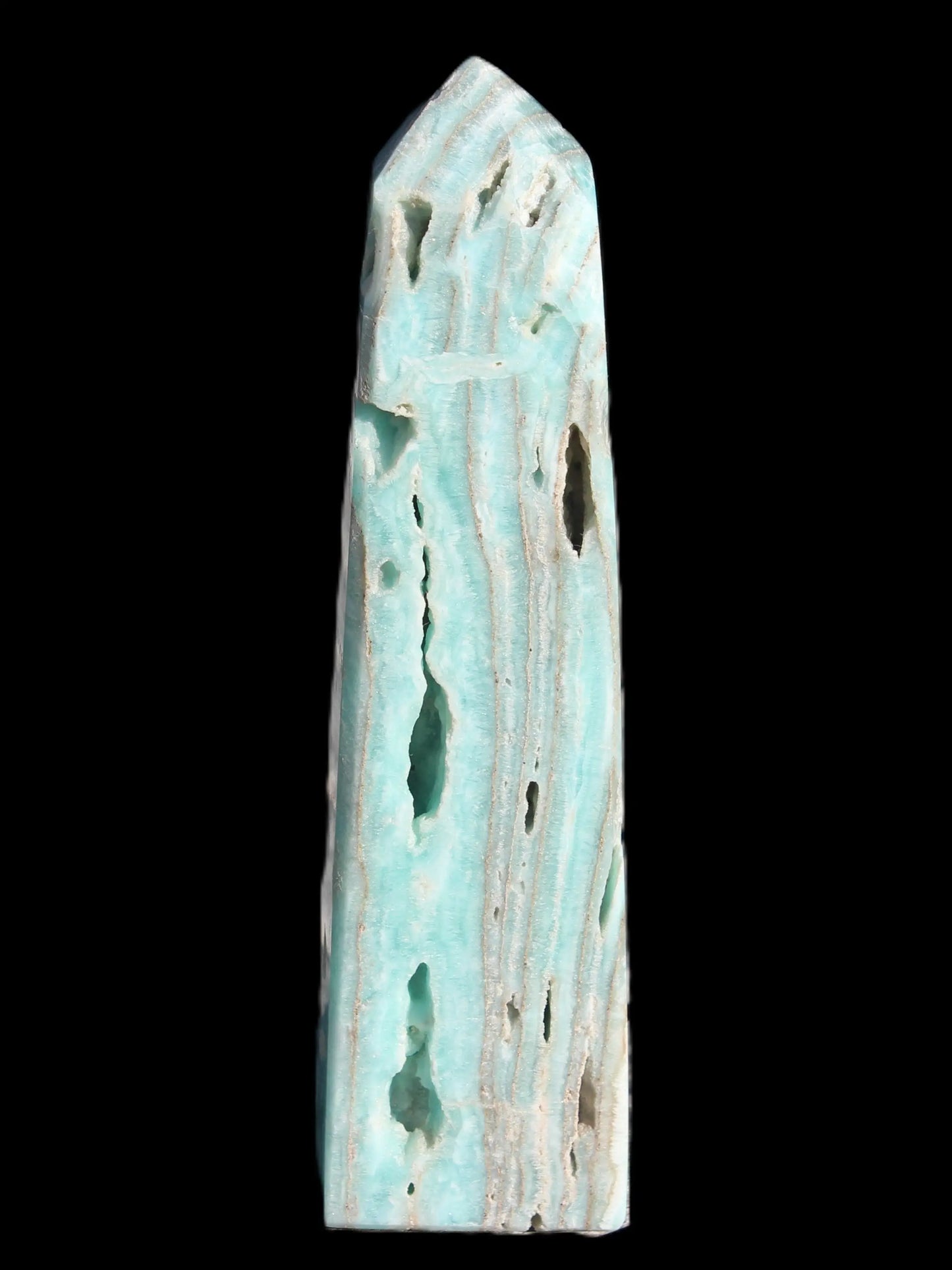 Caribbean aqua blue Calcite obelisk 539g Rocks and Things