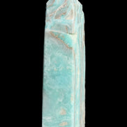 Caribbean Calcite aqua blue obelisk 170mm 539g in sunlight - Rocks and Things Store