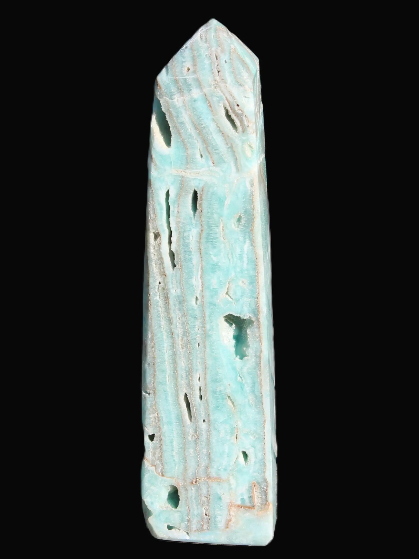 Caribbean aqua blue Calcite obelisk 539g Rocks and Things