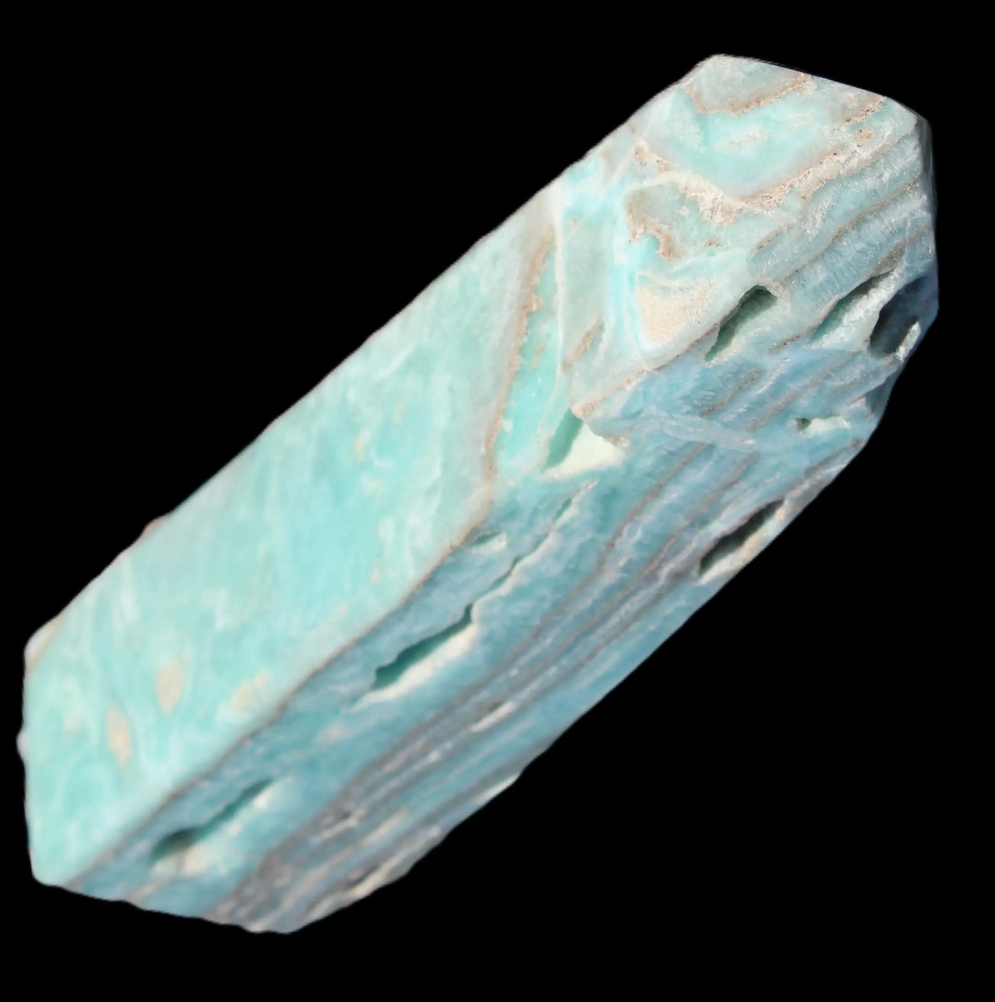 Caribbean aqua blue Calcite obelisk 539g Rocks and Things