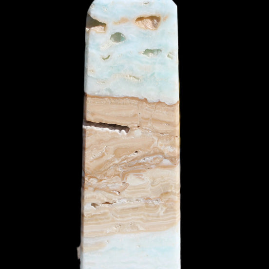 Caribbean aqua blue Calcite obelisk 694g Rocks and Things