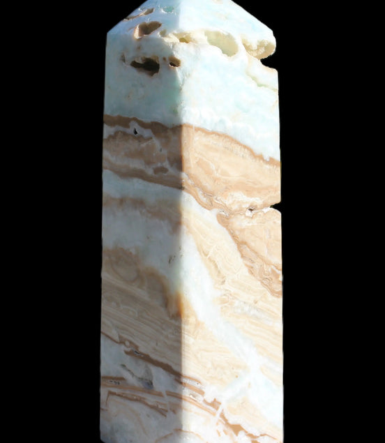 Caribbean aqua blue Calcite obelisk 694g Rocks and Things