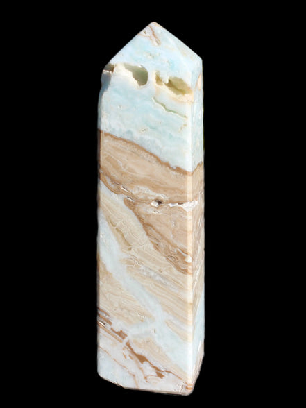 Caribbean aqua blue Calcite obelisk 694g Rocks and Things