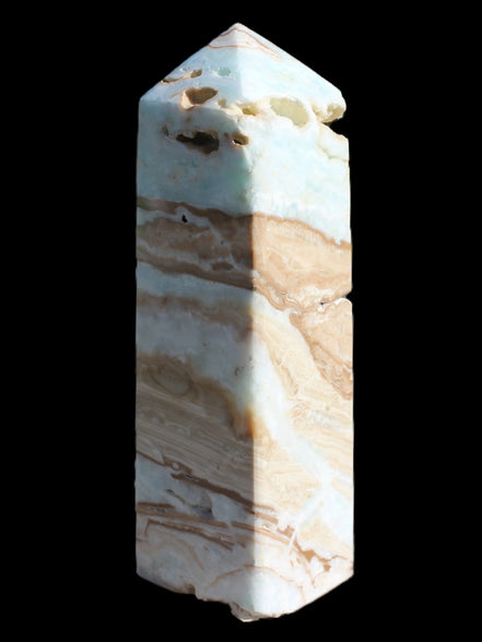Caribbean aqua blue Calcite obelisk 694g Rocks and Things
