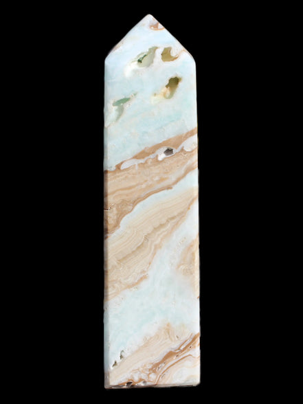 Caribbean aqua blue Calcite obelisk 694g Rocks and Things