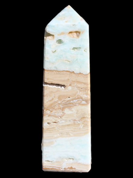 Caribbean aqua blue Calcite obelisk 694g Rocks and Things