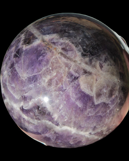 Chevron Fantasy Amethyst sphere 1389g - Rocks and Things Store