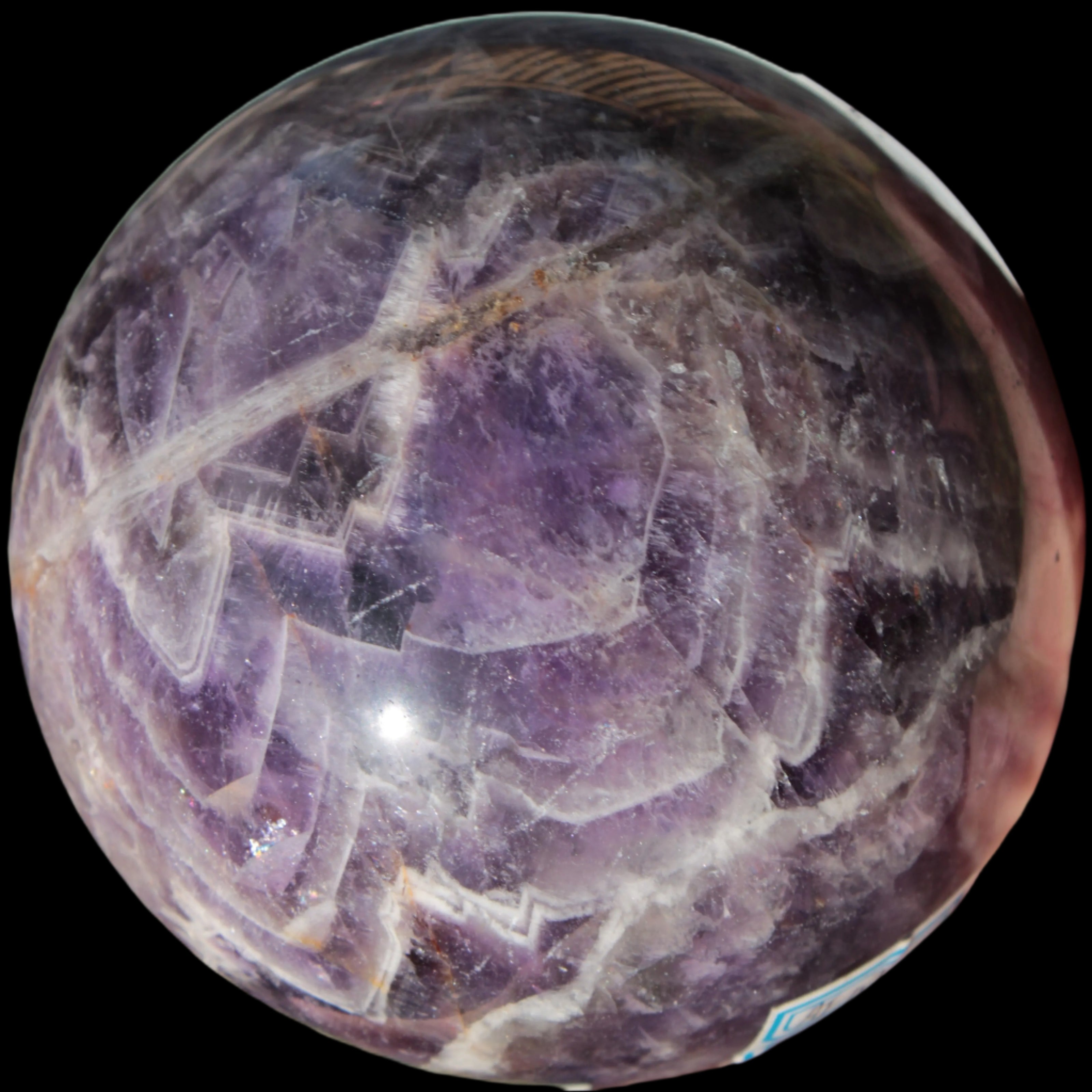 Chevron Fantasy Amethyst sphere 1389g - Rocks and Things Store