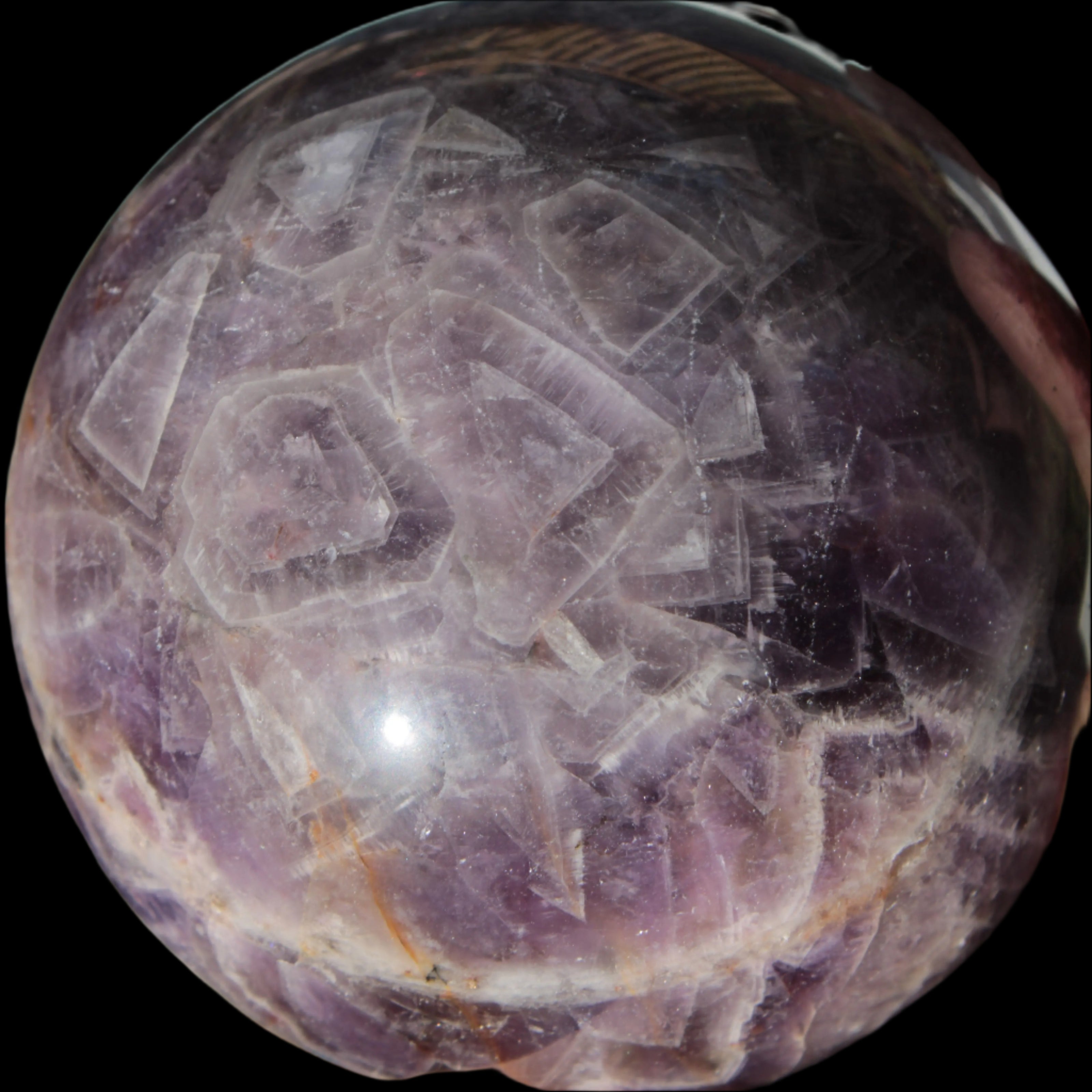 Chevron Fantasy Amethyst sphere 1389g - Rocks and Things Store