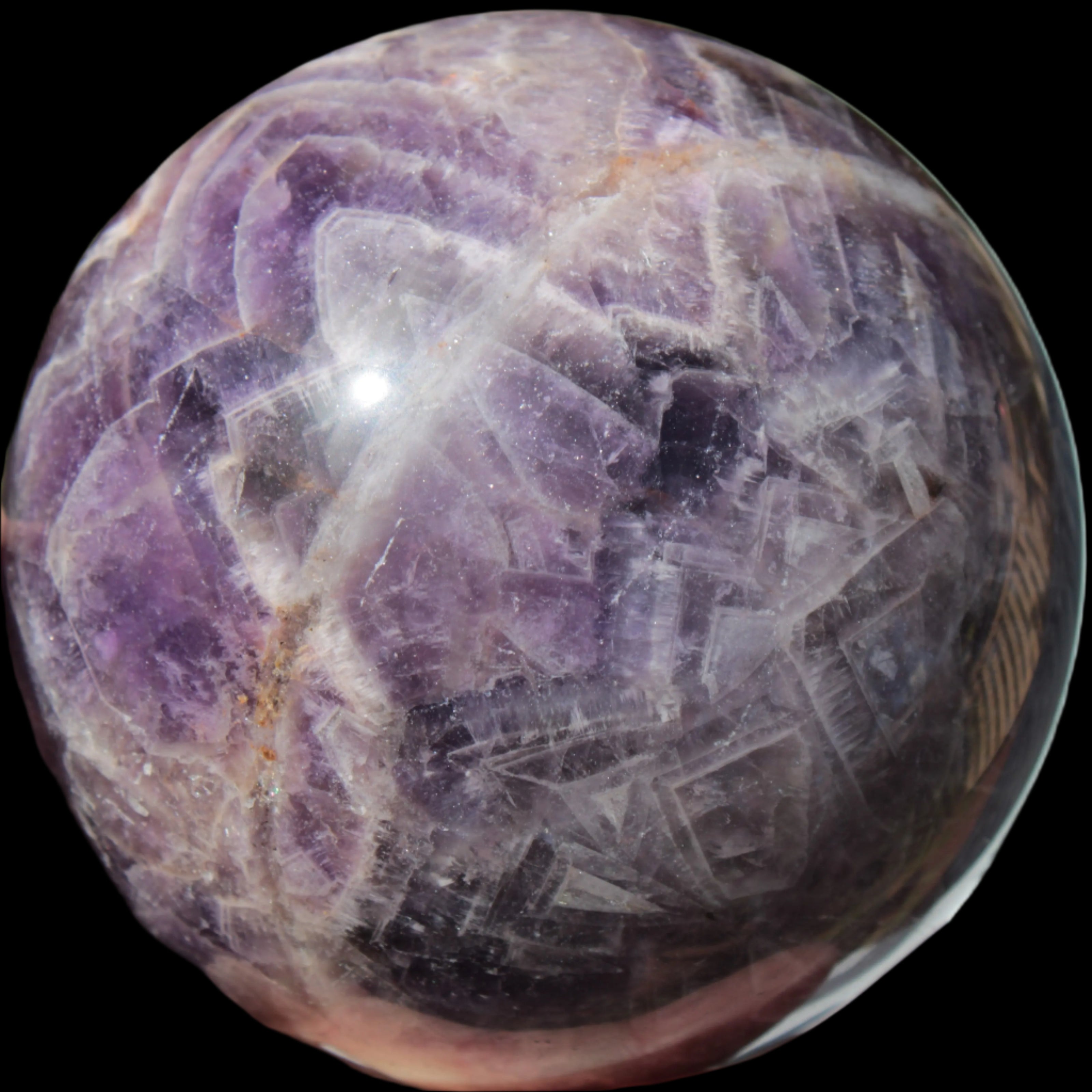 Chevron Fantasy Amethyst sphere 1389g - Rocks and Things Store