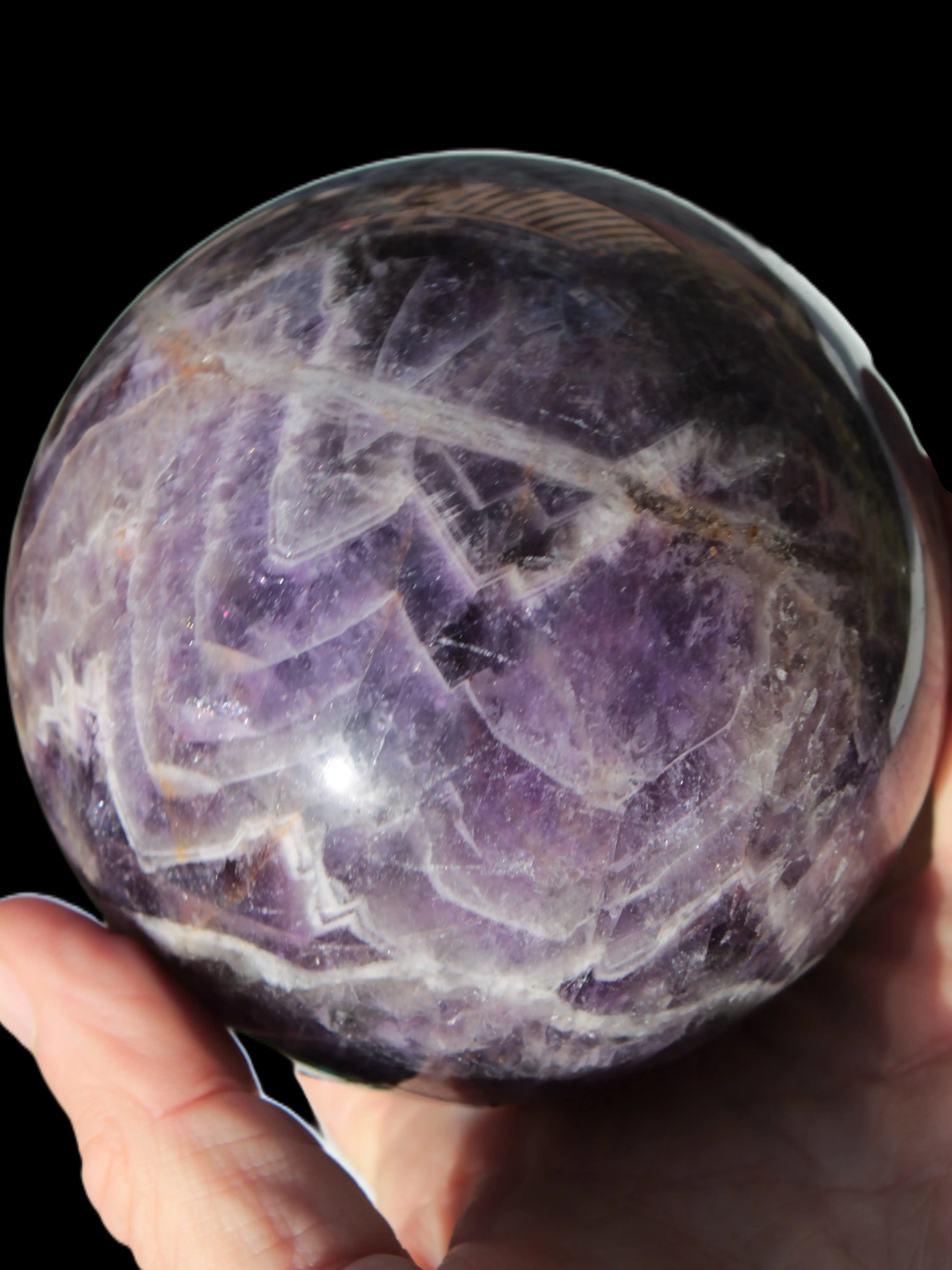 Chevron Fantasy Amethyst sphere 1389g Rocks and Things