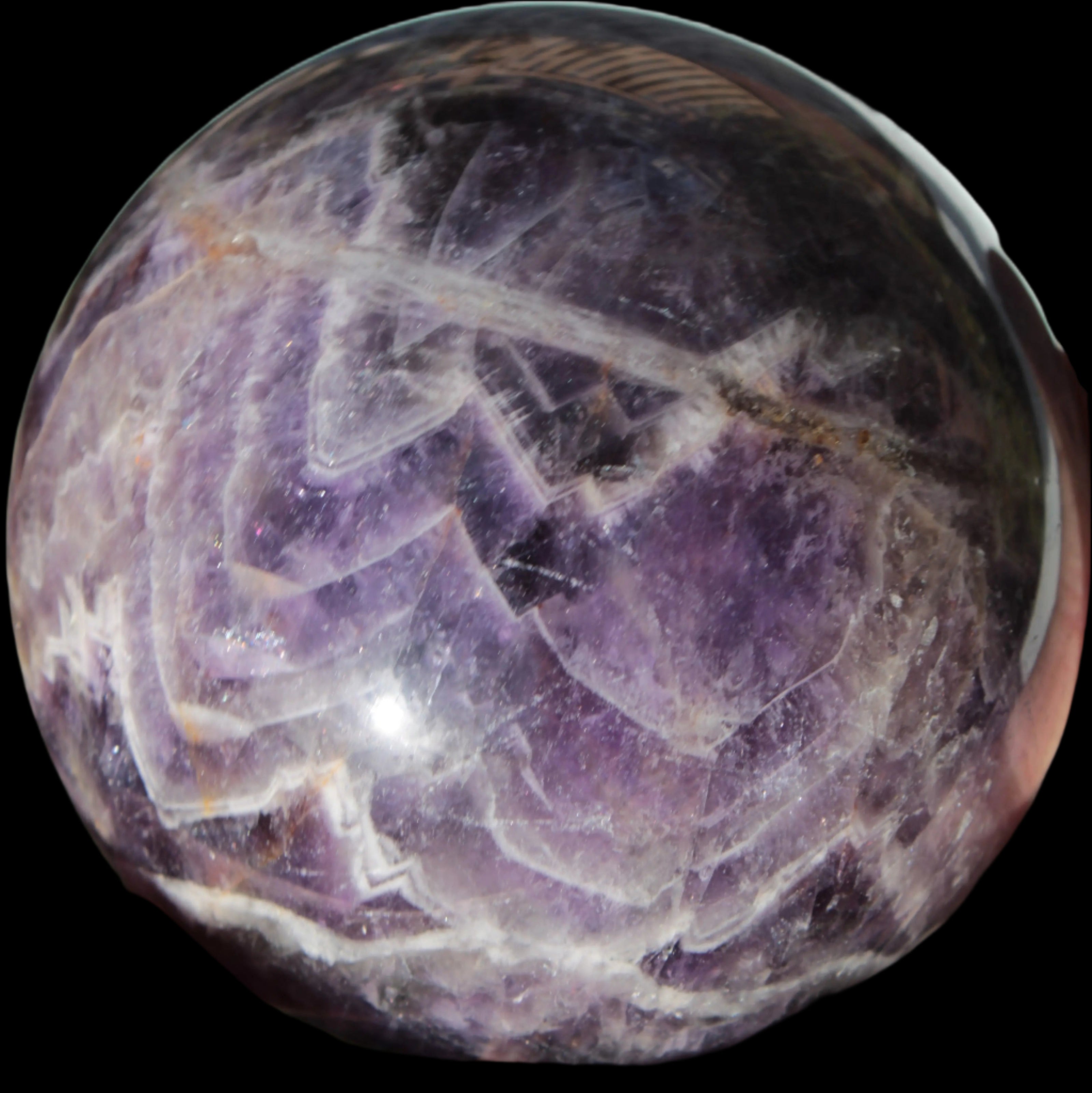 Chevron Fantasy Amethyst sphere 1389g - Rocks and Things Store