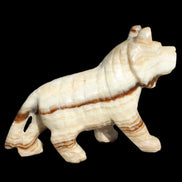 Chocolate Calcite hand-carved Wolf 572g in sunlight - Rocks and Things Store