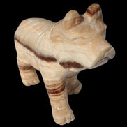 Chocolate Calcite hand-carved Wolf 572g in sunlight - Rocks and Things Store