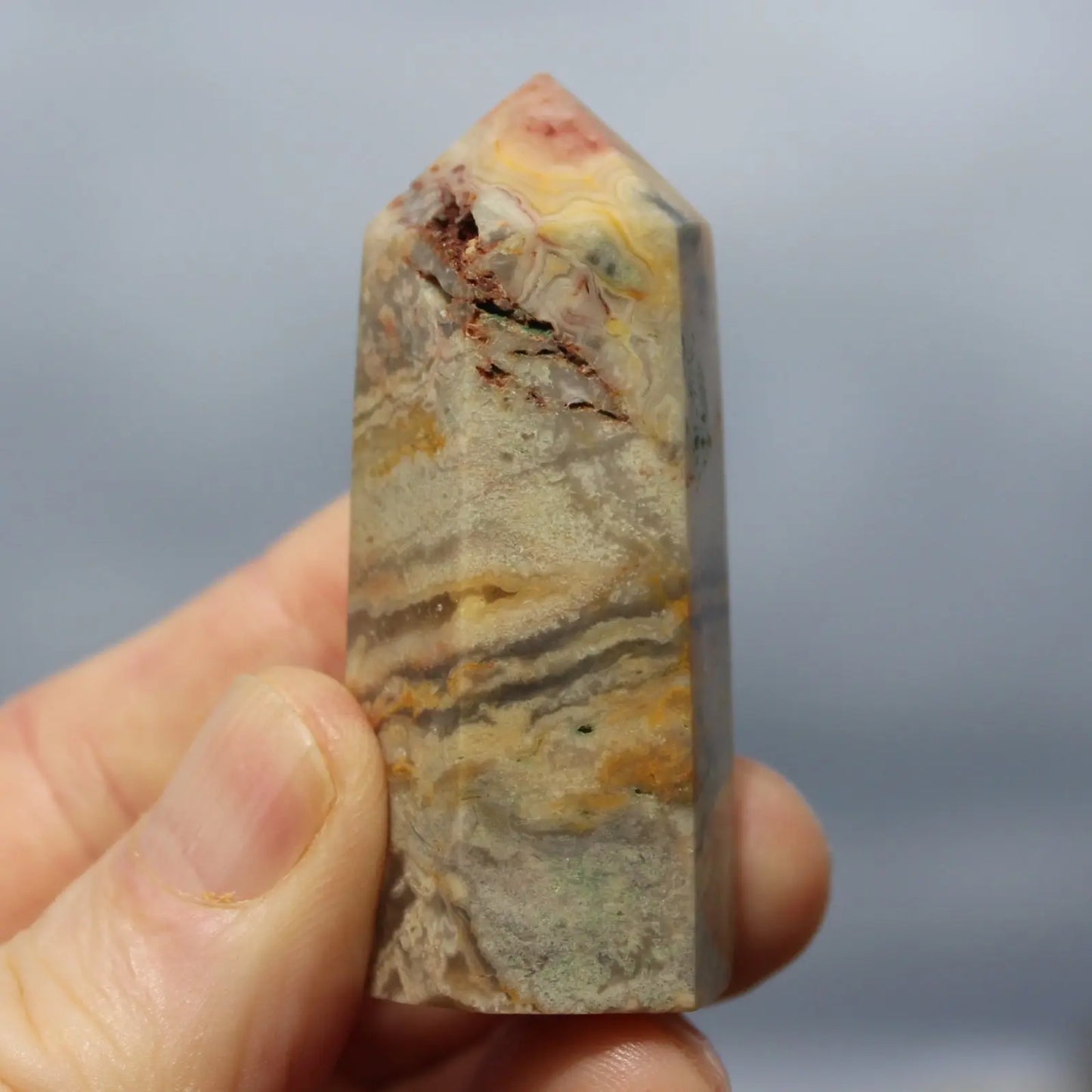 Claybank Agate Marquise wand 59g Rocks and Things