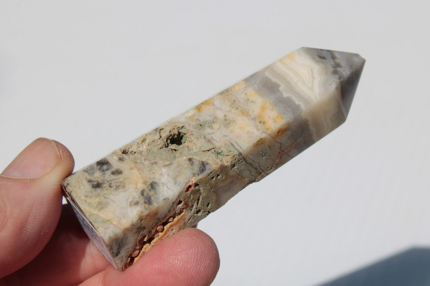 Claybank Agate Marquise wand 59g Rocks and Things