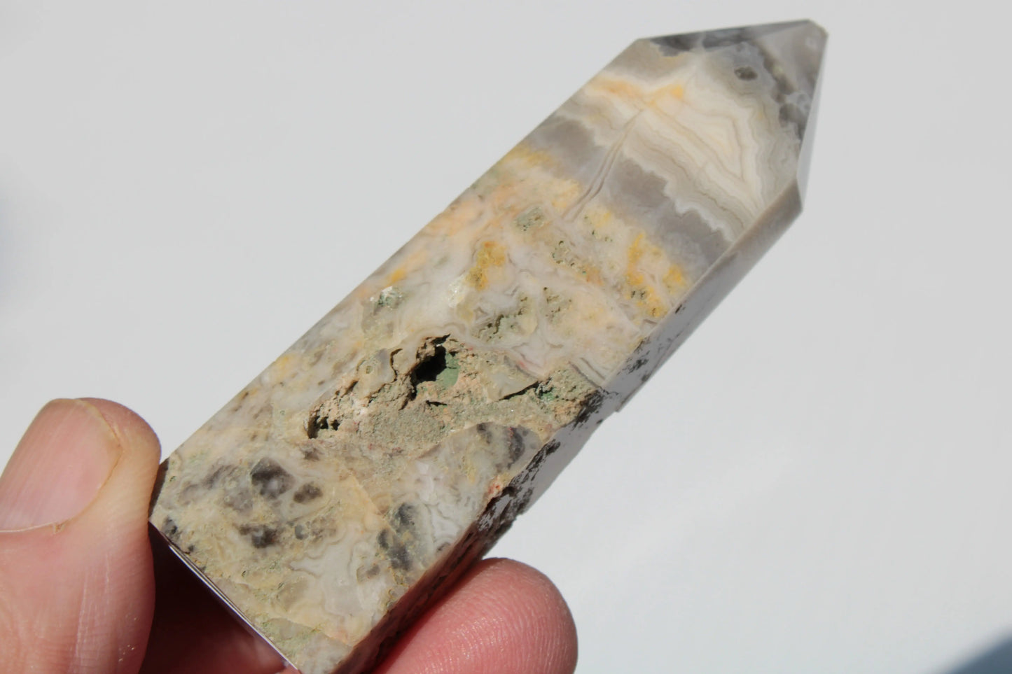 Claybank Agate Marquise wand 59g Rocks and Things