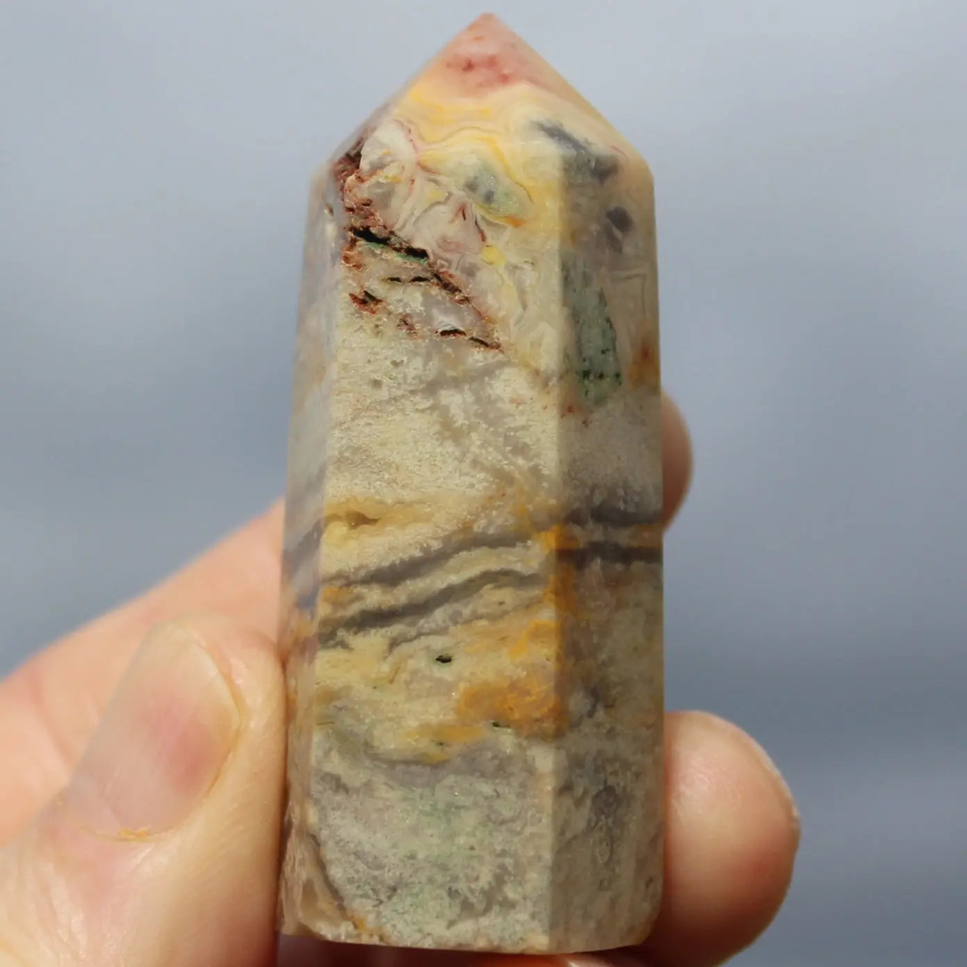 Claybank Agate Marquise wand 59g Rocks and Things