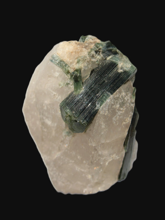 Curved Green Tourmaline crystal on Quartz 123ct  24.6g Rocks and Things Store