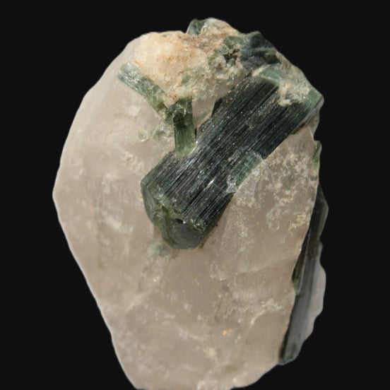Curved Green Tourmaline crystal on Quartz 123ct  24.6g Rocks and Things Store