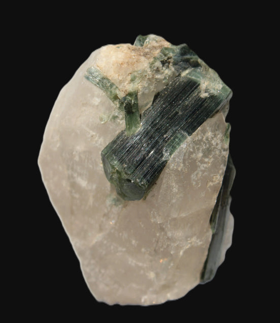 Curved Green Tourmaline crystal on Quartz 123ct  24.6g Rocks and Things Store