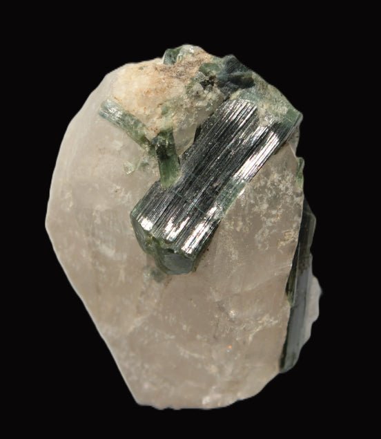 Curved Green Tourmaline crystal on Quartz 123ct  24.6g Rocks and Things Store