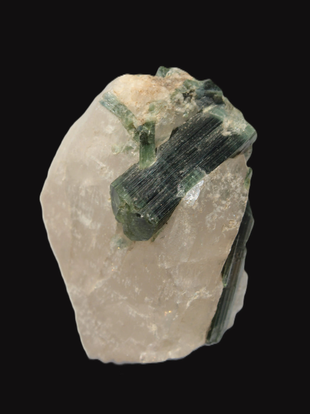 Curved Green Tourmaline crystal on Quartz 123ct  24.6g Rocks and Things Store