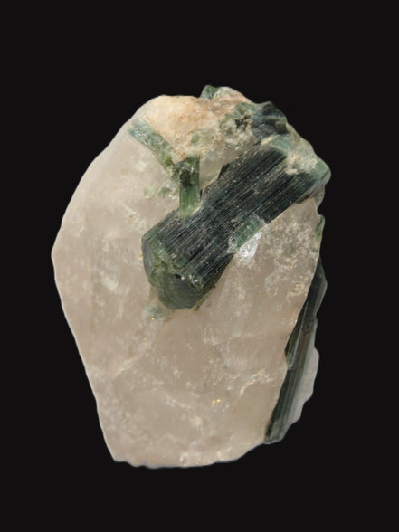 Curved Green Tourmaline crystal on Quartz 123ct  24.6g Rocks and Things Store