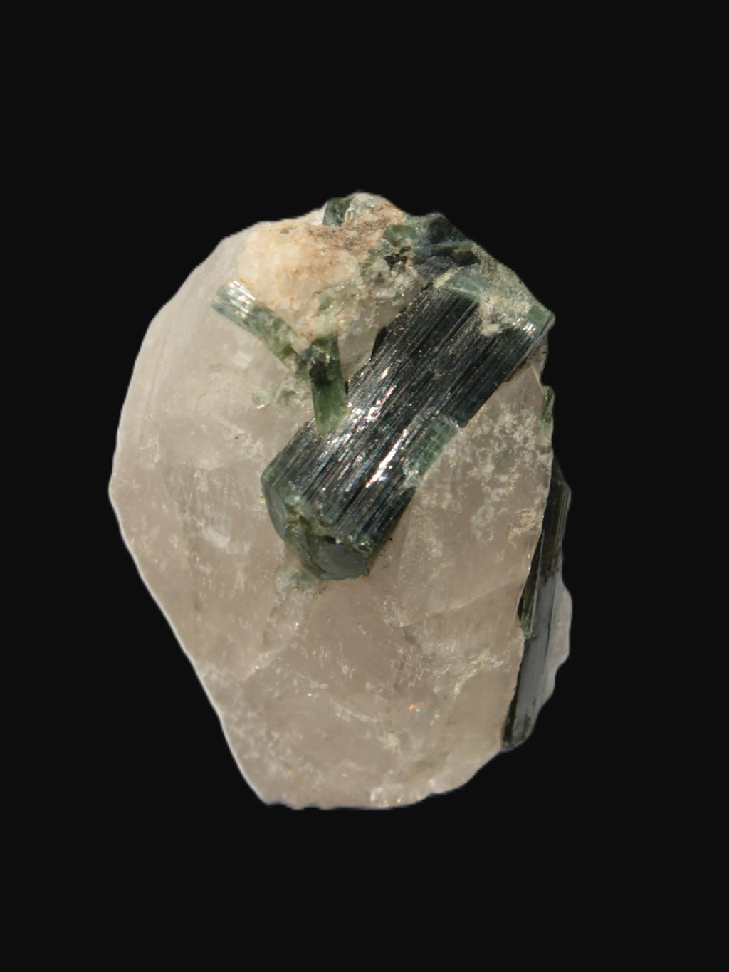 Curved Green Tourmaline crystal on Quartz 123ct  24.6g Rocks and Things Store