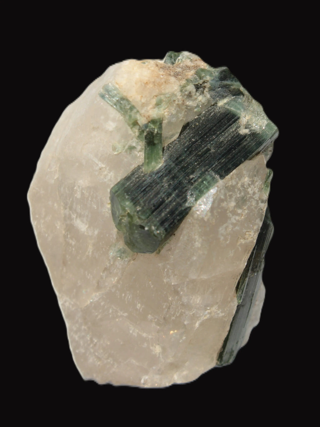 Curved Green Tourmaline crystal on Quartz 123ct  24.6g Rocks and Things Store