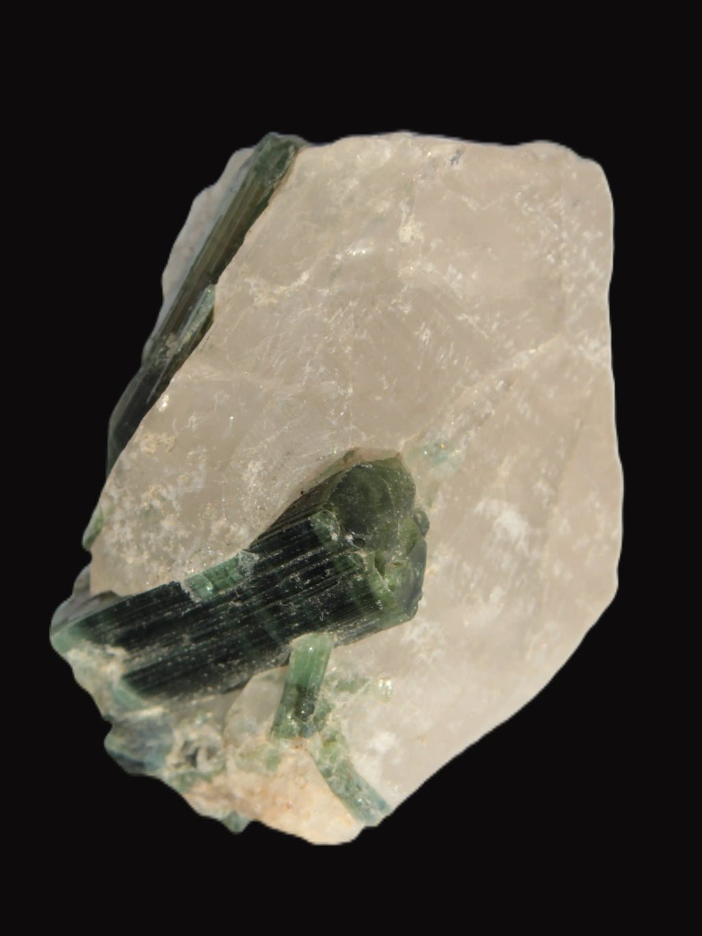 Curved Green Tourmaline crystal on Quartz 123ct  24.6g Rocks and Things Store