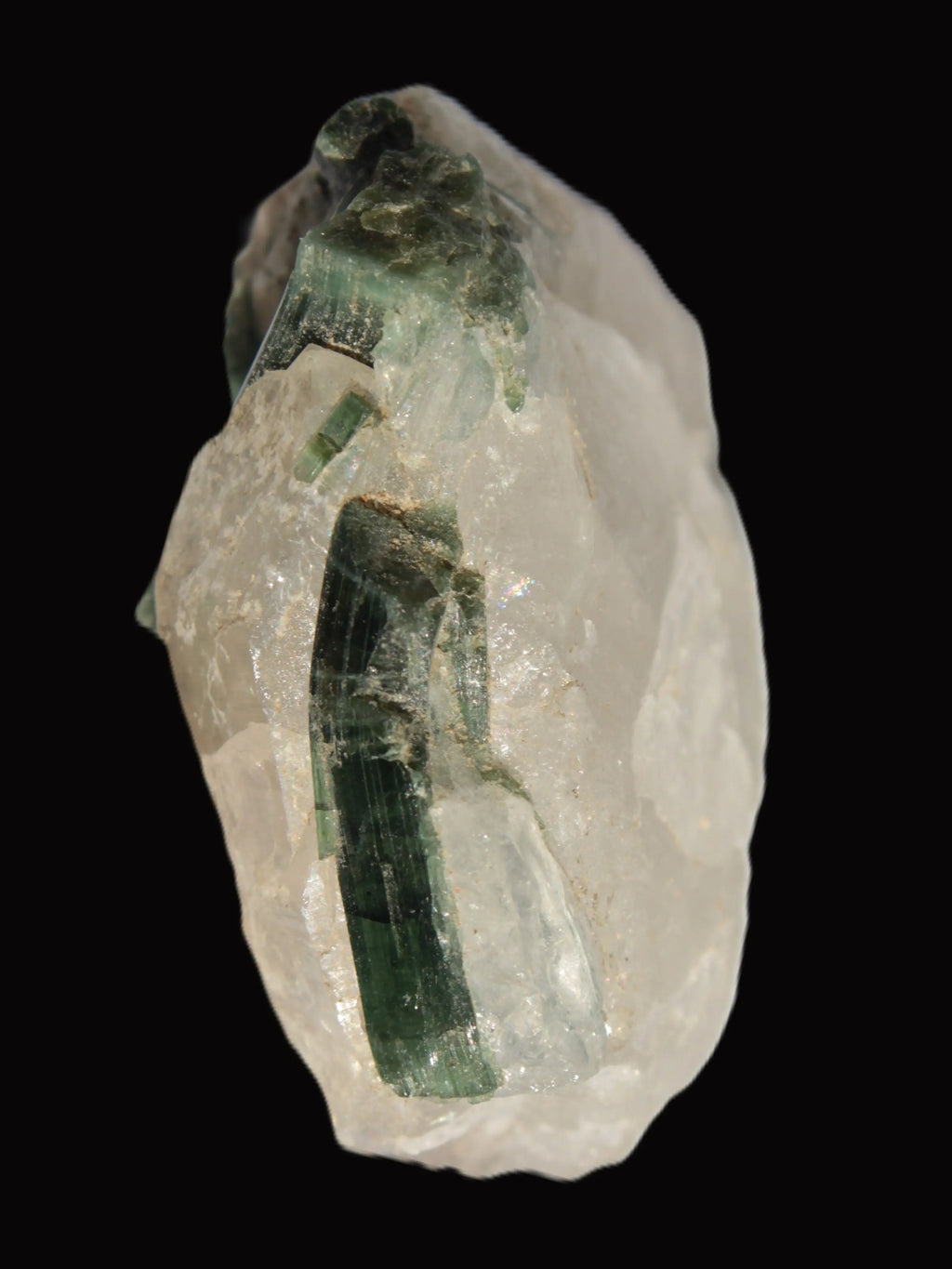 Curved Green Tourmaline crystal on Quartz 123ct  24.6g Rocks and Things Store