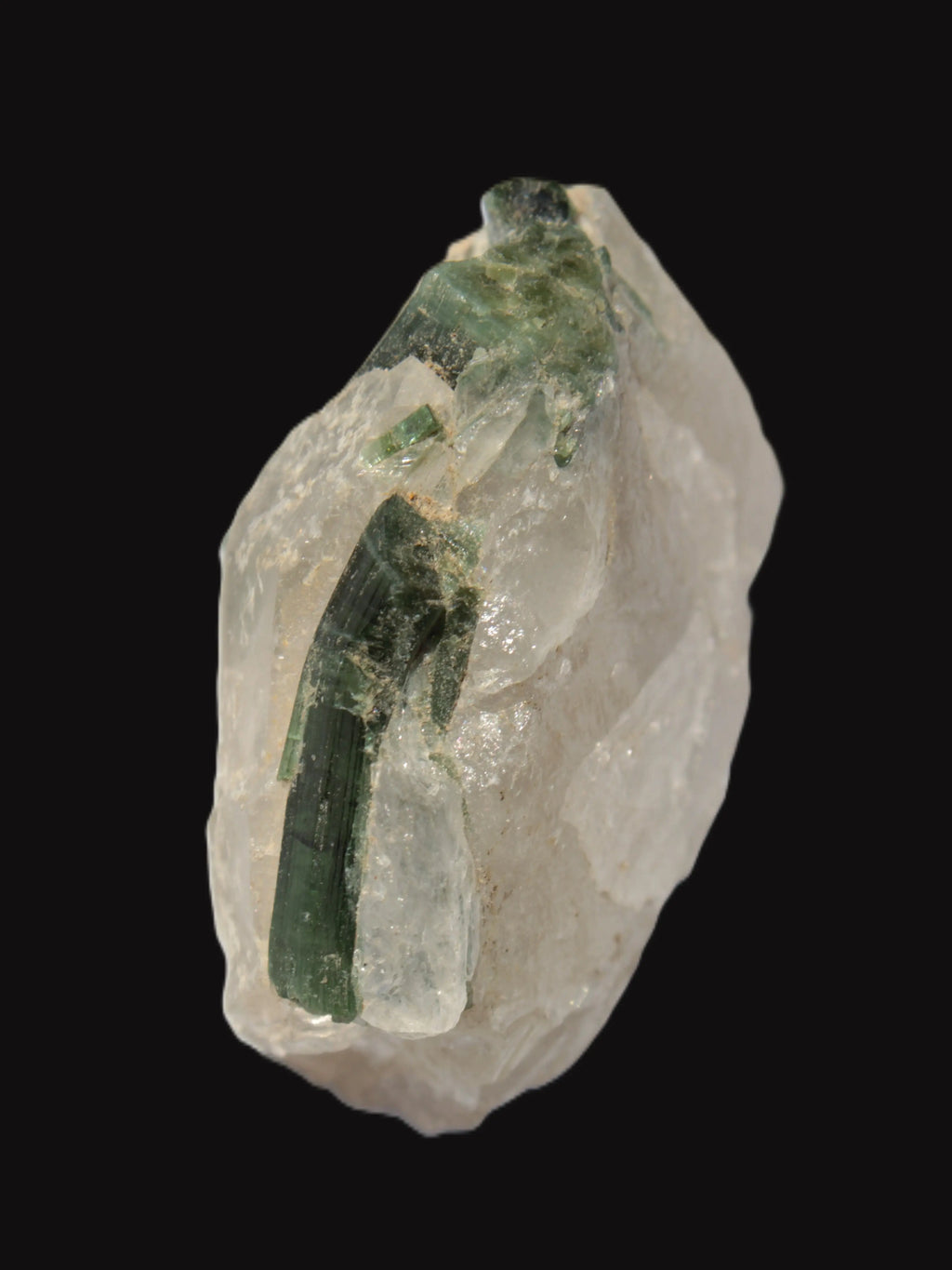 Curved Green Tourmaline crystal on Quartz 123ct  24.6g Rocks and Things Store
