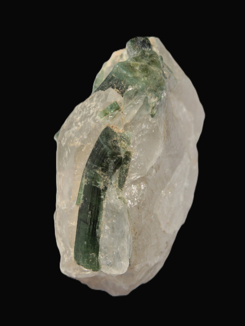 Curved Green Tourmaline crystal on Quartz 123ct  24.6g Rocks and Things Store