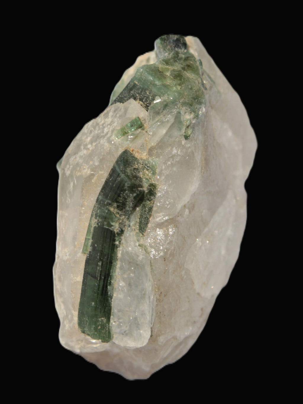 Curved Green Tourmaline crystal on Quartz 123ct  24.6g Rocks and Things Store
