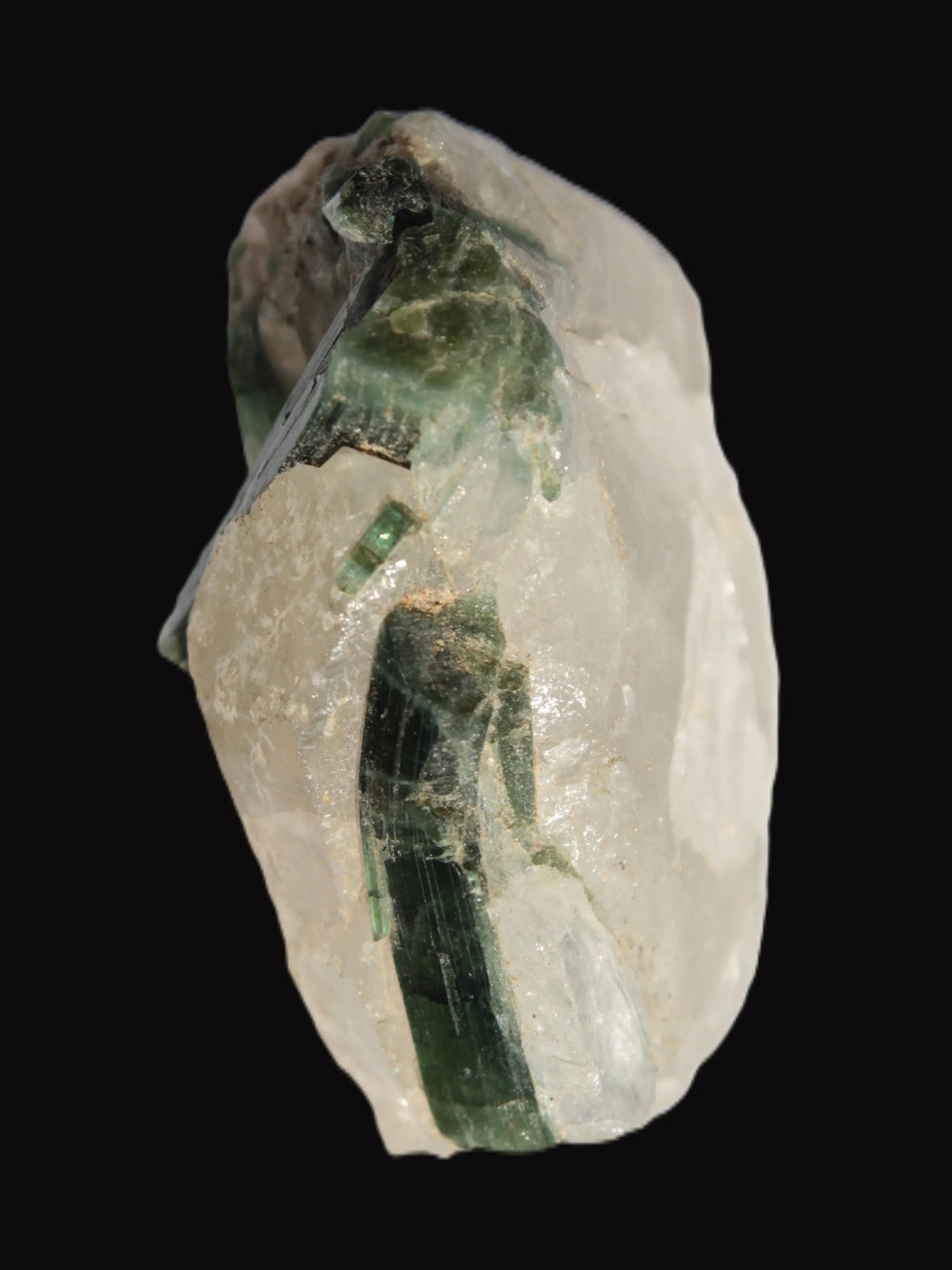 Curved Green Tourmaline crystal on Quartz 123ct  24.6g Rocks and Things Store