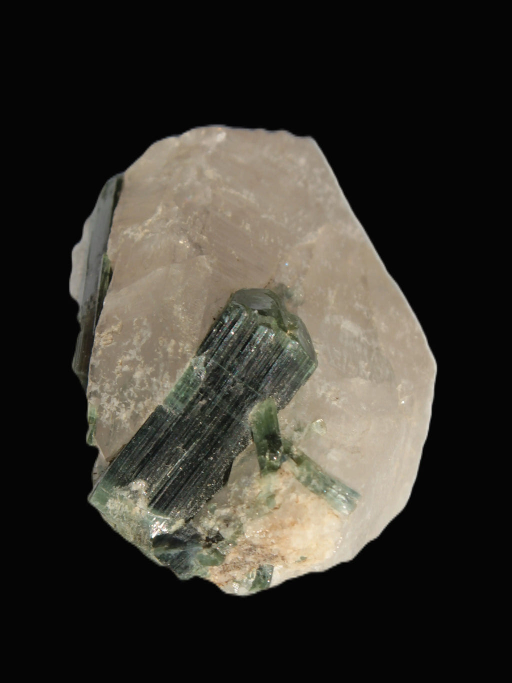 Curved Green Tourmaline crystal on Quartz 123ct  24.6g Rocks and Things Store